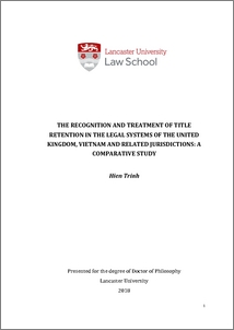 The Recognition And Treatment Of Title Retention In The Legal